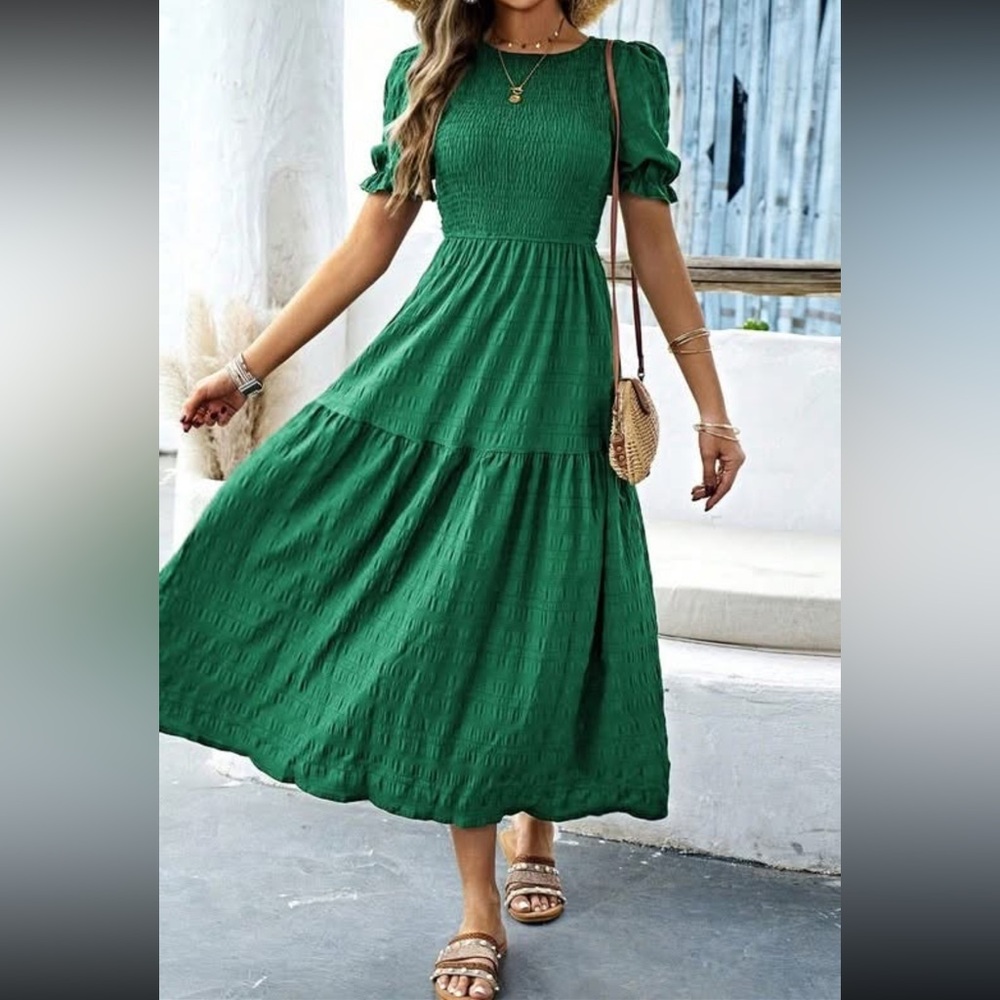 Kelly green textured maxi dress